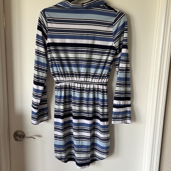 New No Comment Blue Striped Long Sleeve Dress - Picture 6 of 7